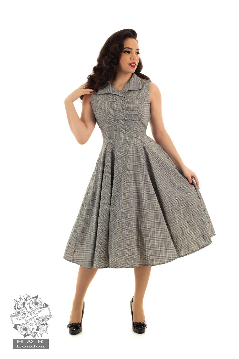Hearts & Roses Christine Check Swing Dress - Vendemia