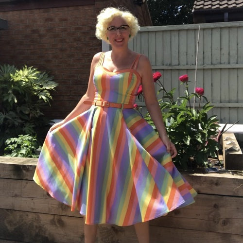 Collectif Mainline Nova Vintage Rainbow Swing Dress - Vendemia