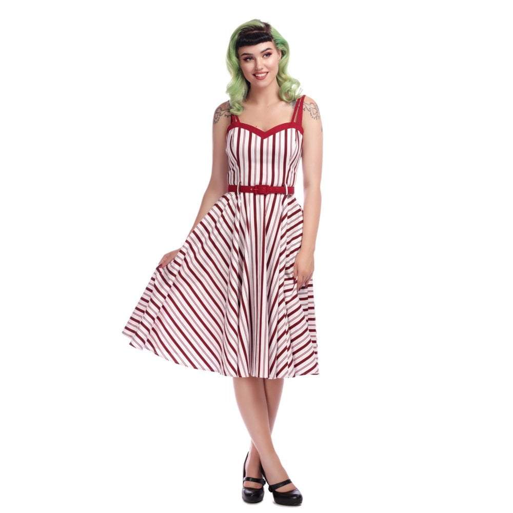 Collectif Mainline Nova Candy Stripe Swing Dress-Vendemia