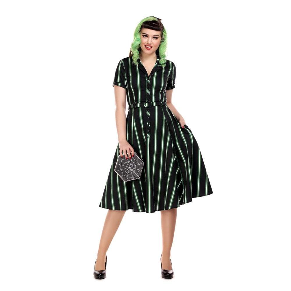 Collectif Vintage Caterina Witch Stripes Swing Dress-Vendemia