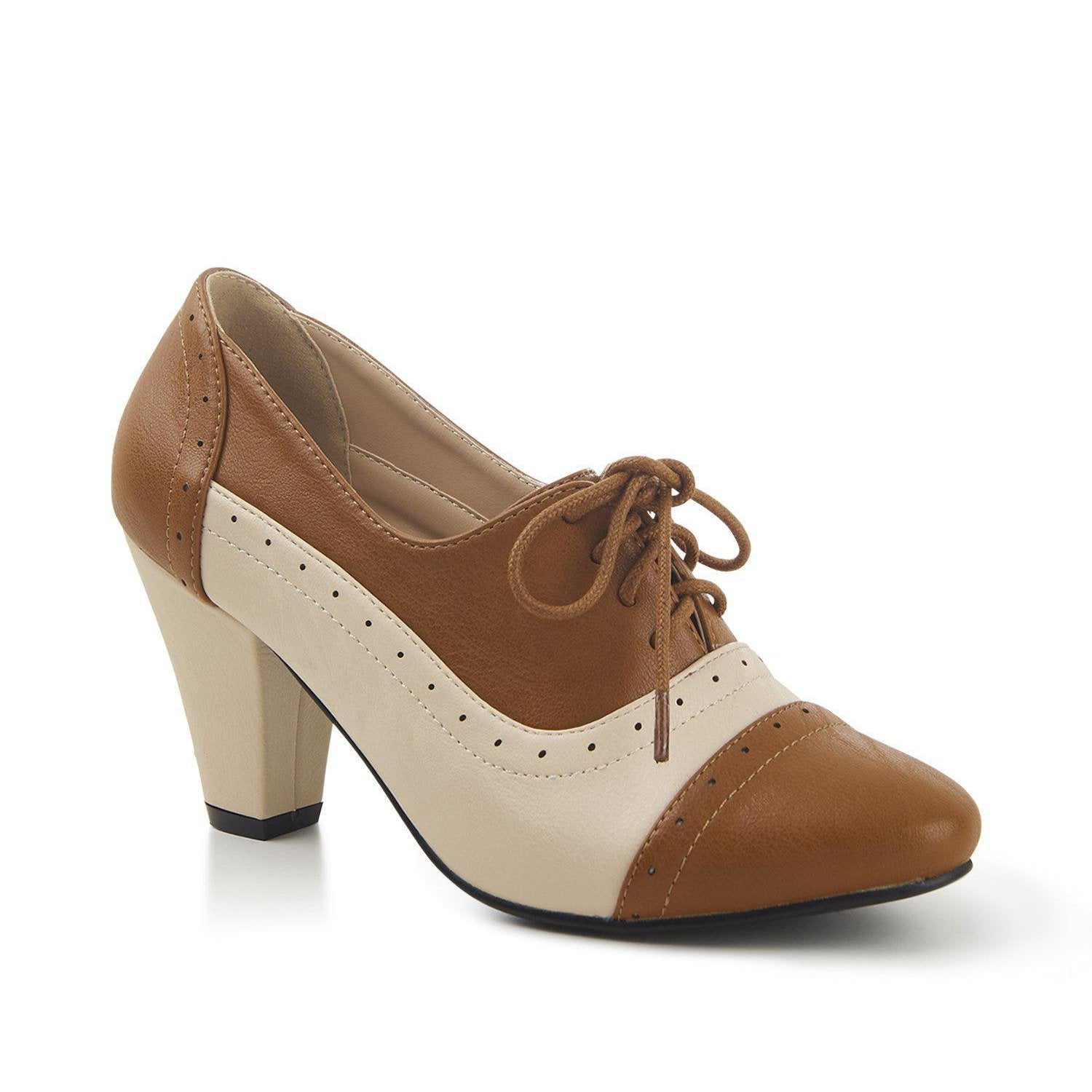 Lulu Hun Elizabeth High Heel Shoes-Ivory/Brown-Vendemia