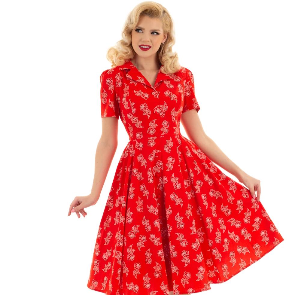 Hearts & Roses Ruby Rose Swing Dress - Vendemia