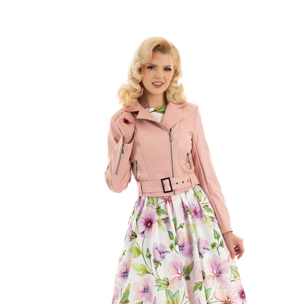 Hearts & Roses Pink Lady Faux Leather Jacket - Vendemia