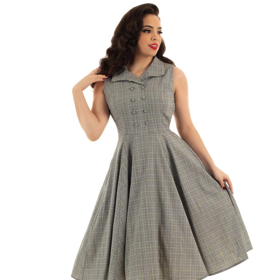 Hearts & Roses Christine Check Swing Dress - Vendemia