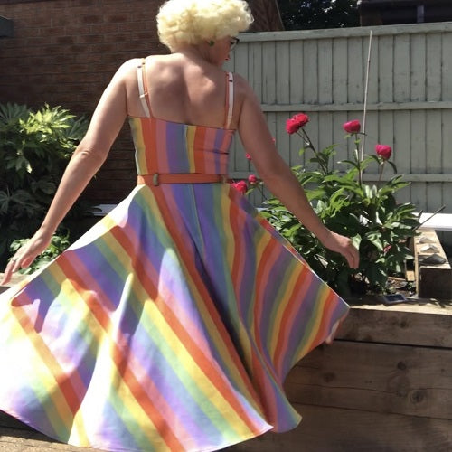 Collectif Mainline Nova Vintage Rainbow Swing Dress - Vendemia