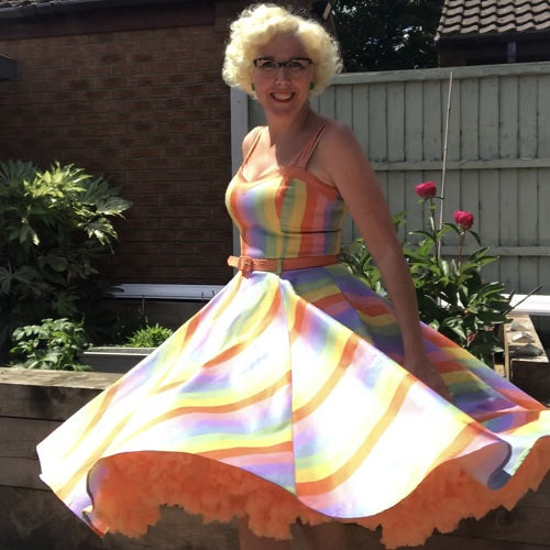 Collectif Mainline Nova Vintage Rainbow Swing Dress - Vendemia