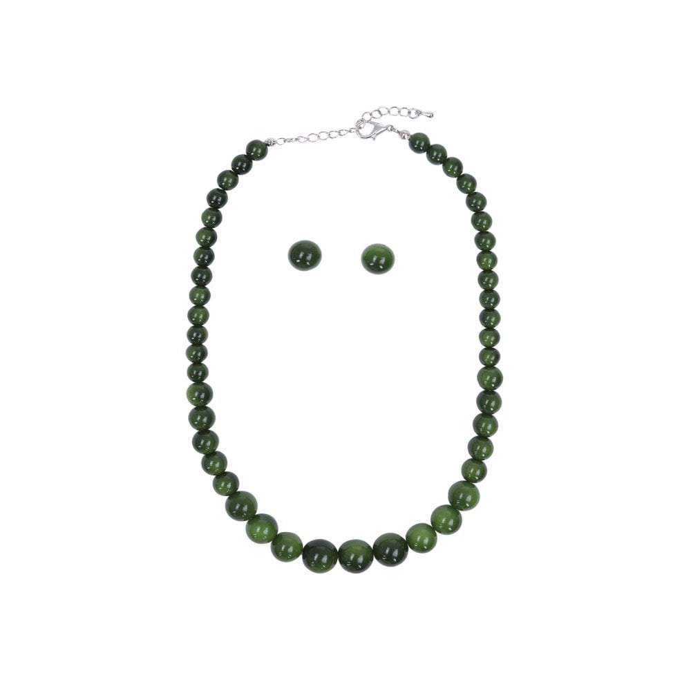 Collectif Accessories Natalie Bead Necklace Set AW-Green-Vendemia