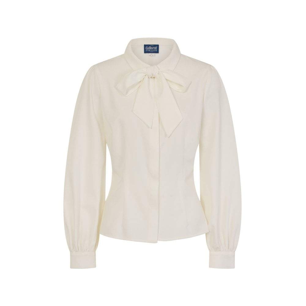 Collectif Mainline Beccy Plain Blouse Ivory-Vendemia