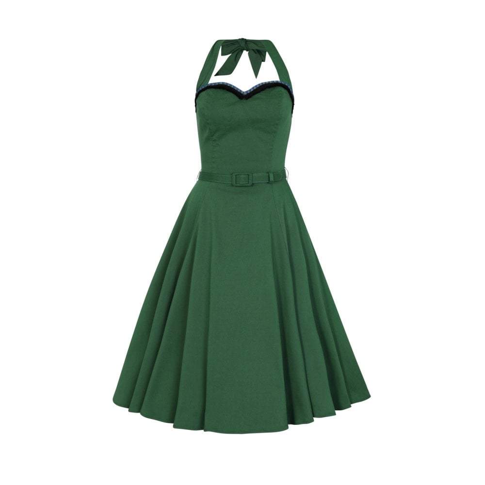 Collectif Mainline Beth Fringe Doll Dress-Green-Vendemia