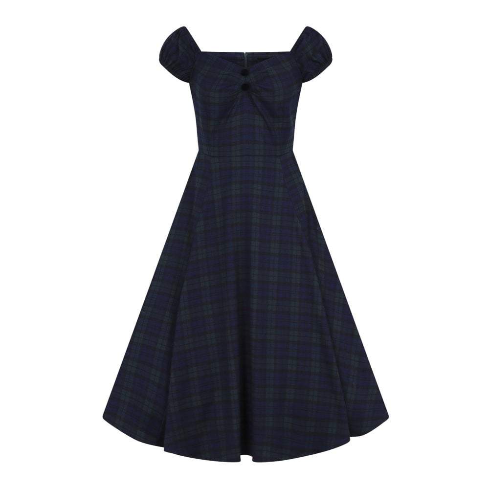Collectif Mainline Dolores Blackwatch Check Doll Dress-Tartan-Vendemia