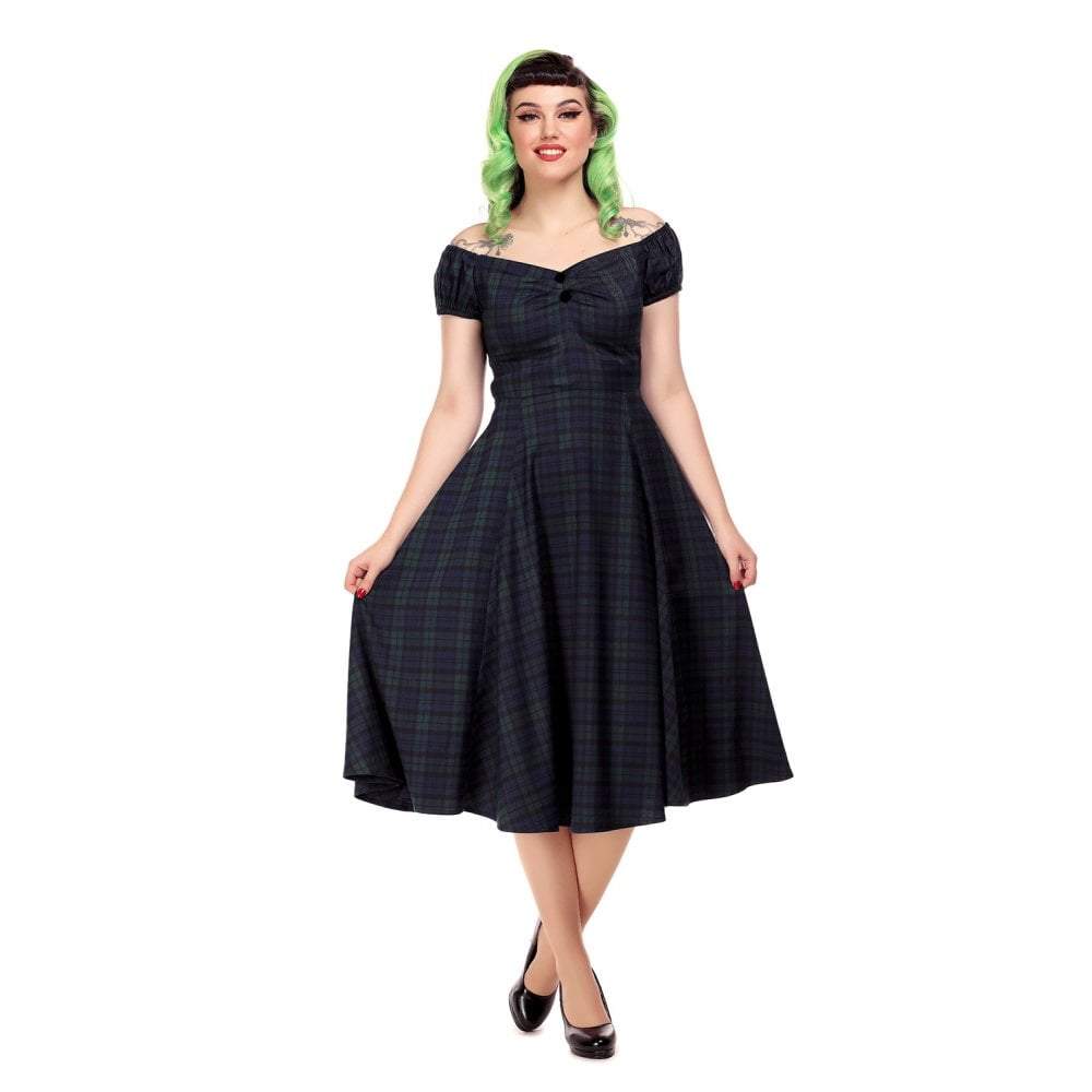 Collectif Mainline Dolores Blackwatch Check Doll Dress-Vendemia