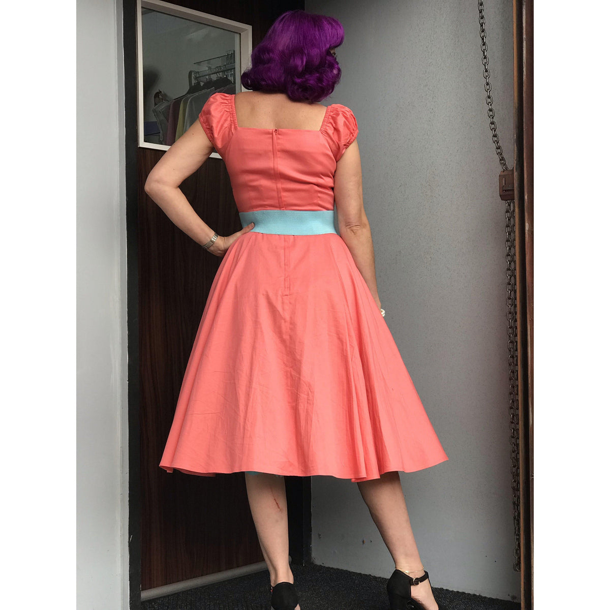 Collectif Mainline Dolores Doll Classic Cotton Dress-Vendemia