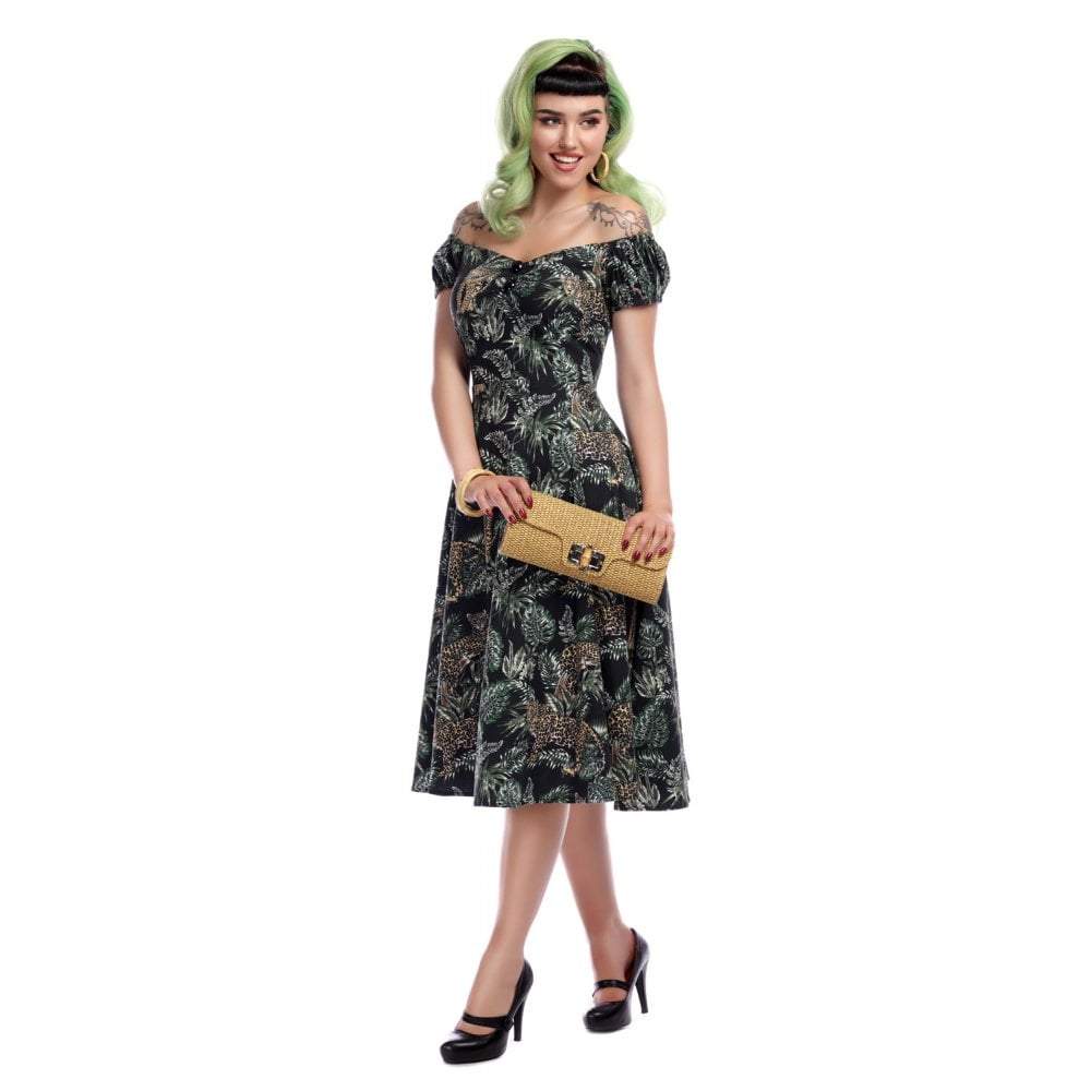 Collectif Mainline Dolores Jungle Doll Dress-Vendemia