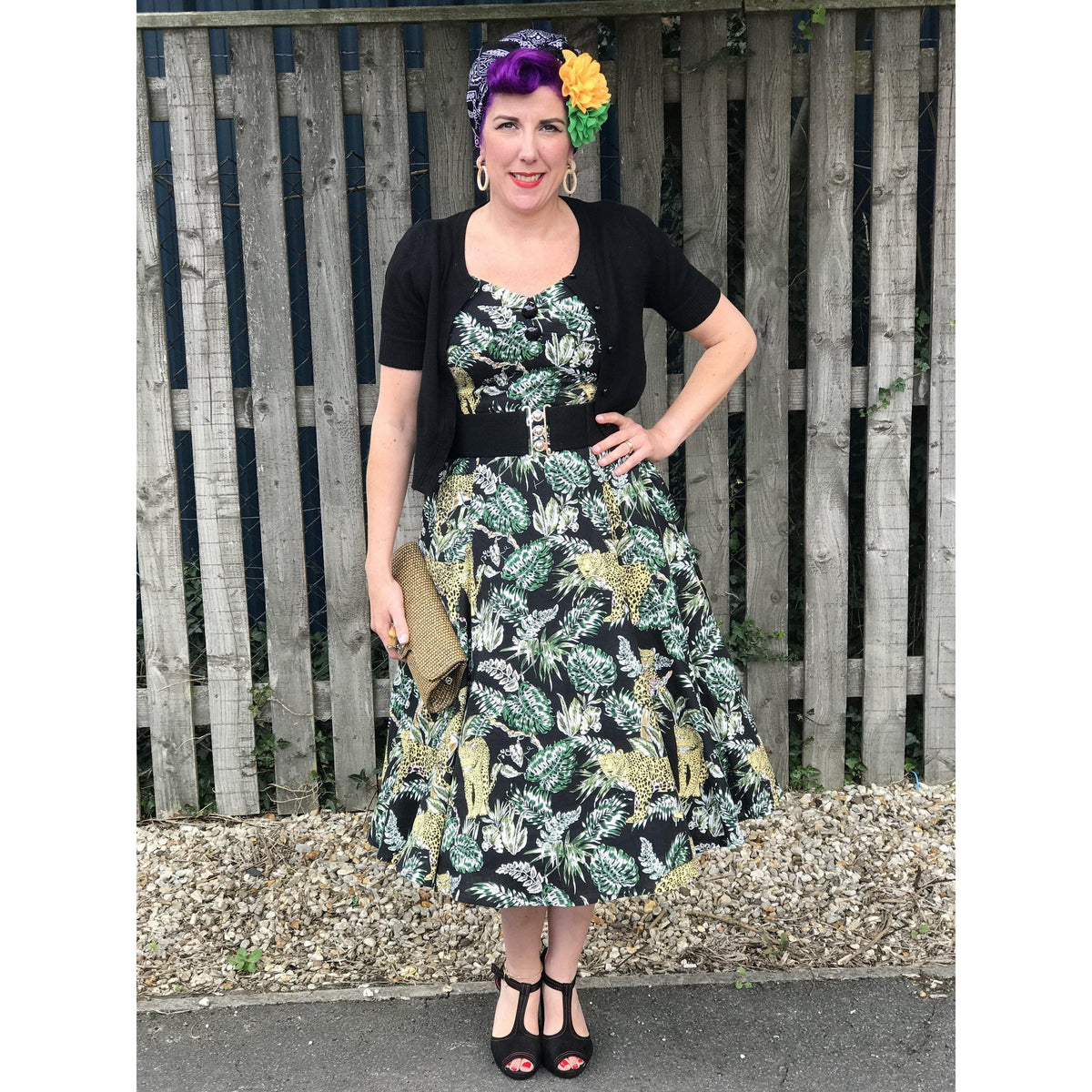 Collectif Mainline Dolores Jungle Doll Dress-Multi Coloured-Vendemia