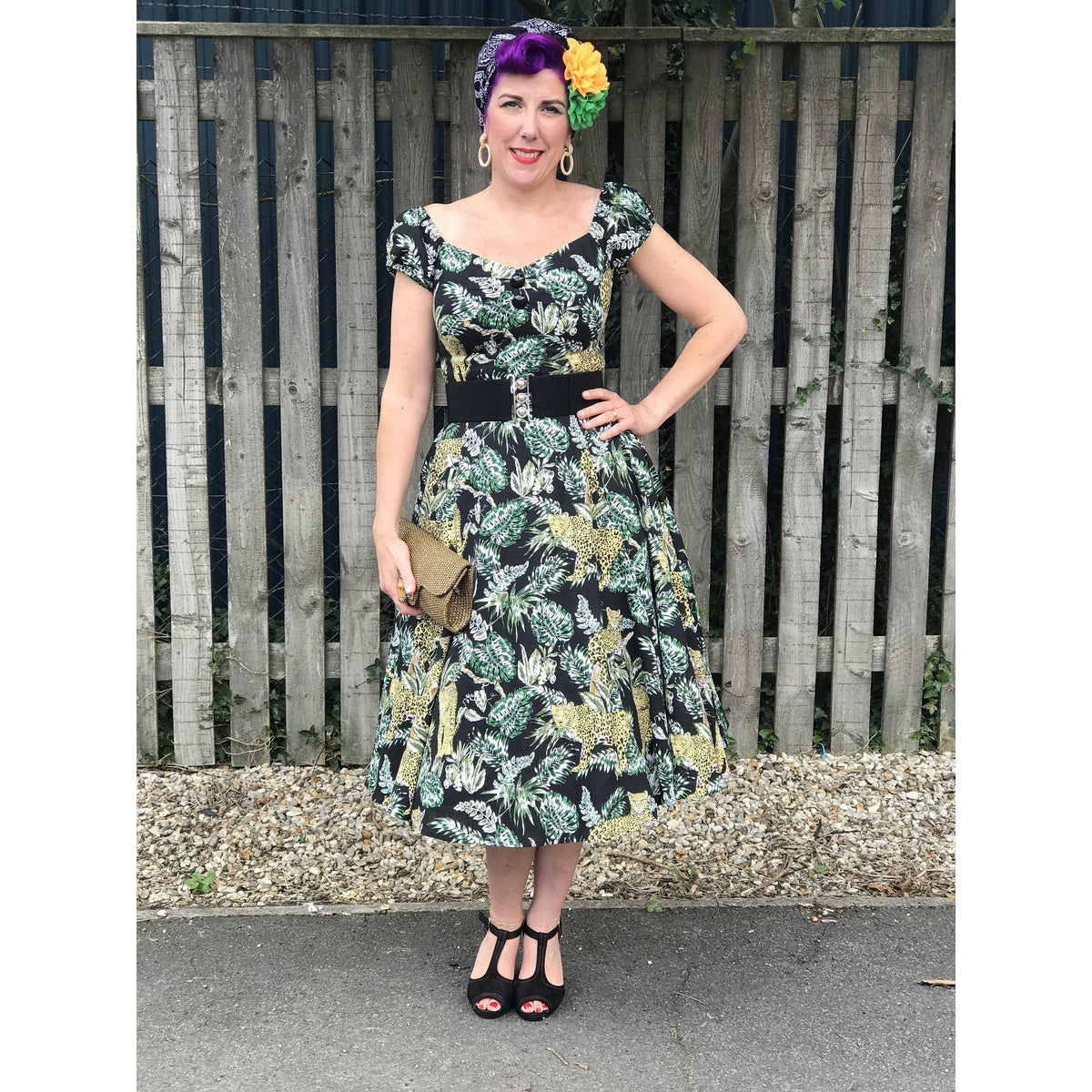 Collectif Mainline Dolores Jungle Doll Dress-Vendemia
