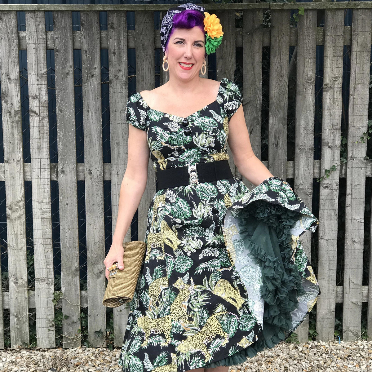 Collectif Mainline Dolores Jungle Doll Dress-Vendemia