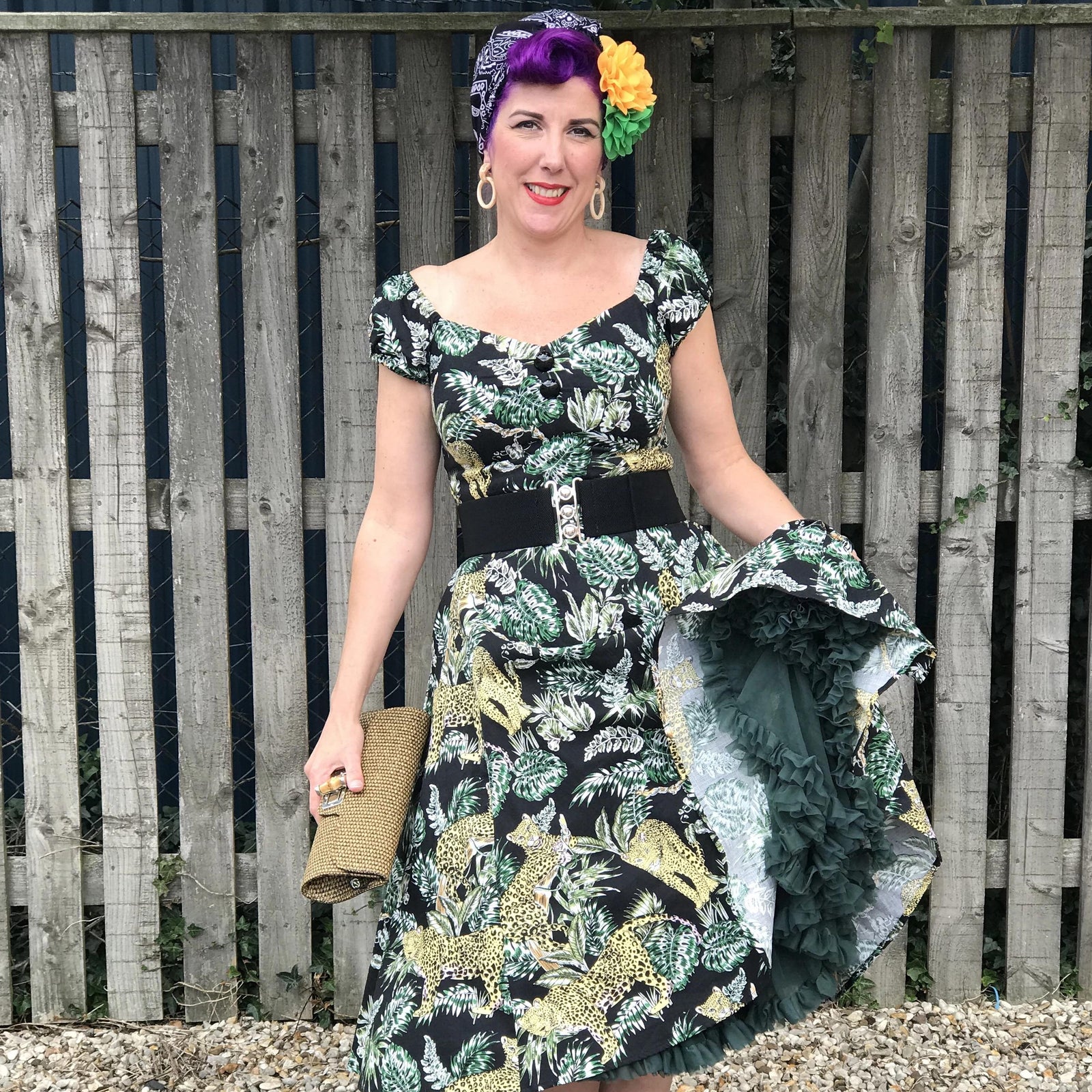 Collectif Mainline Dolores Jungle Doll Dress-Vendemia