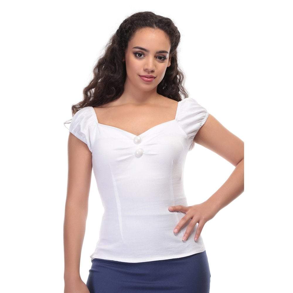 Collectif Mainline Dolores Top Plain-White-Vendemia