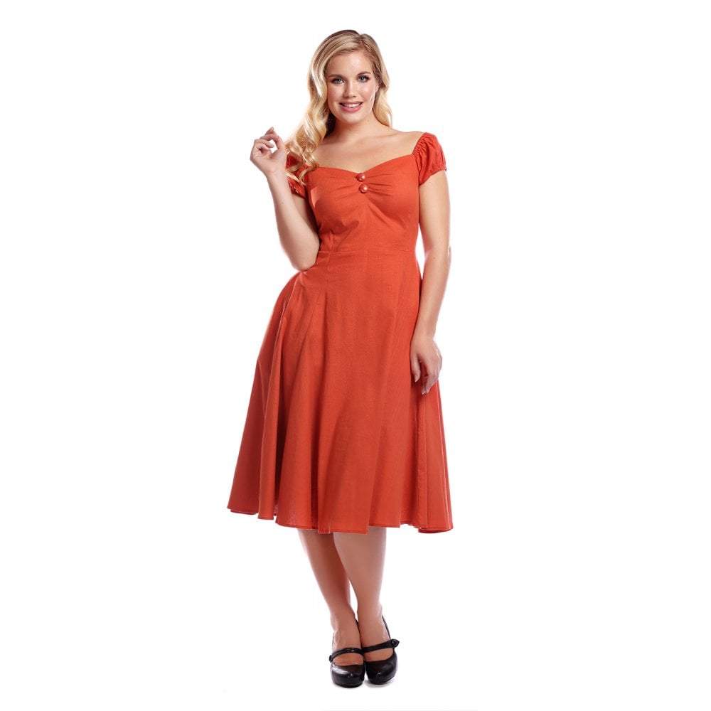 Collectif Mainline Dolores Vintage Plain Doll Dress-Vendemia