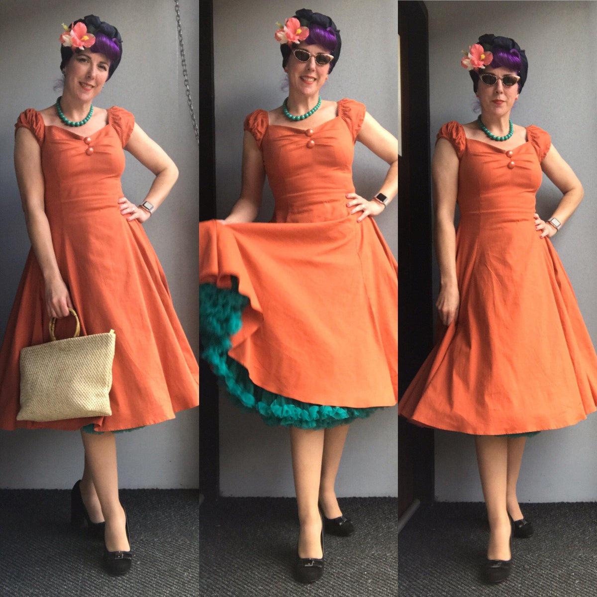 Collectif Mainline Dolores Vintage Plain Doll Dress-Vendemia