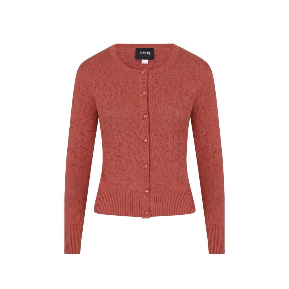 Collectif Mainline Leah Vintage Leaves Cardigan-Orange-Vendemia