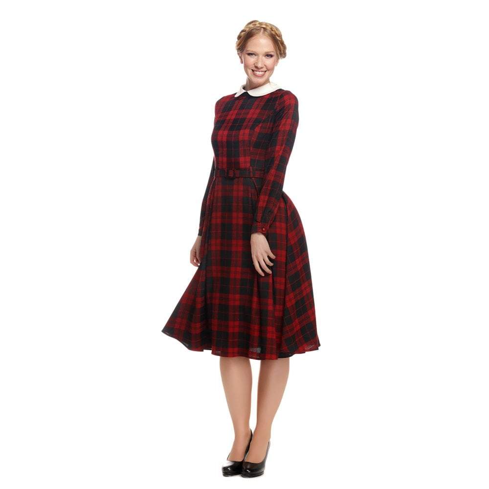 Collectif Mainline Marika Rebel Check Swing Dress-Vendemia