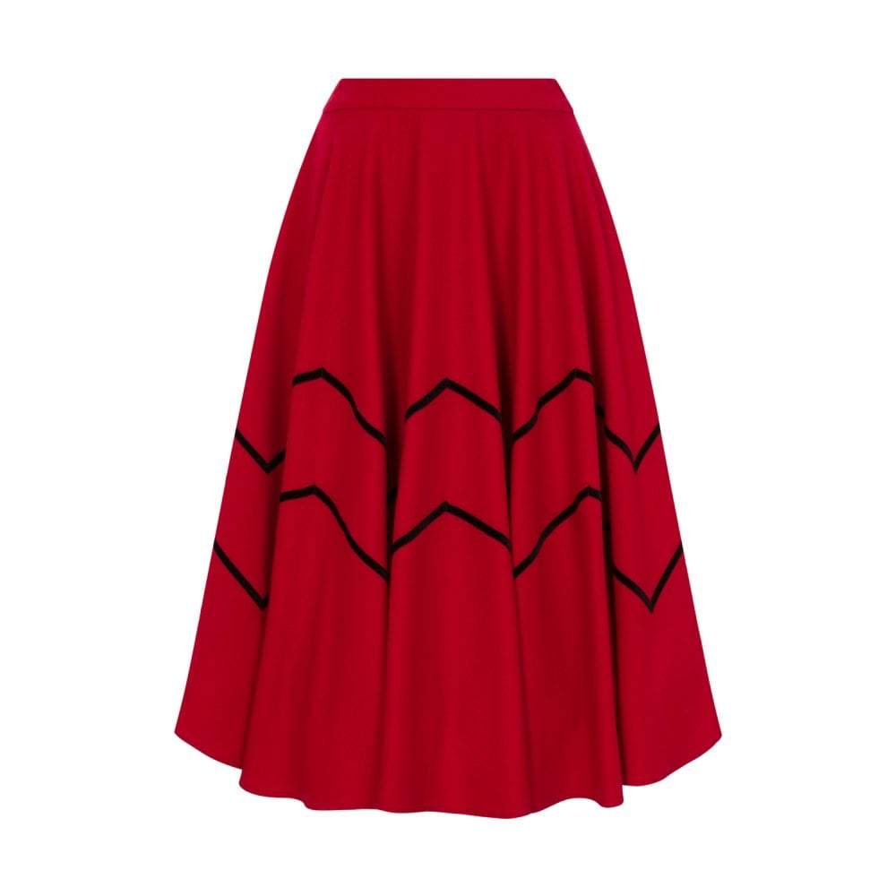 Collectif Mainline Milla Full Circle Skirt Red-Vendemia