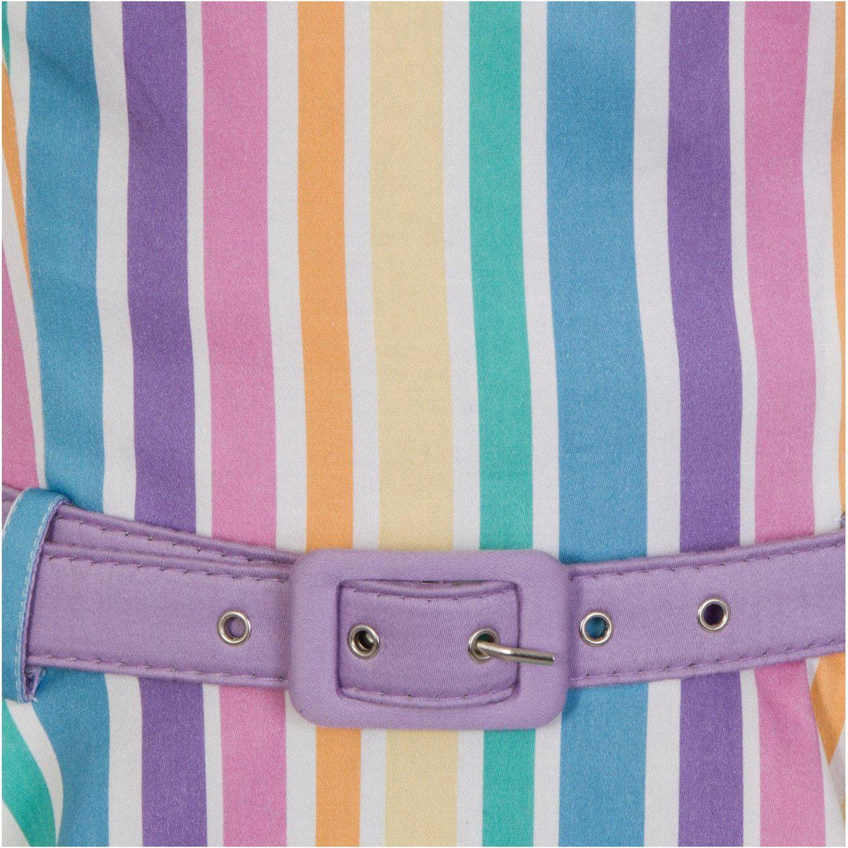 Collectif Mainline Nova Rainbow Stripes Swing Dress-Vendemia