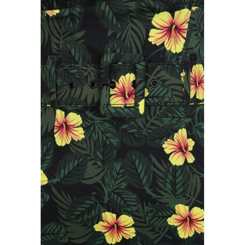 Collectif Mainline Ramona Tropical Hibiscus Pencil Dress-Vendemia