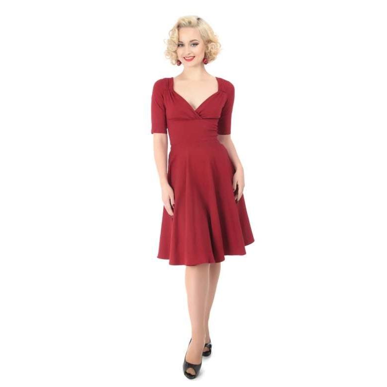 Collectif Mainline Trixie Doll Dress Wine-Wine-Vendemia