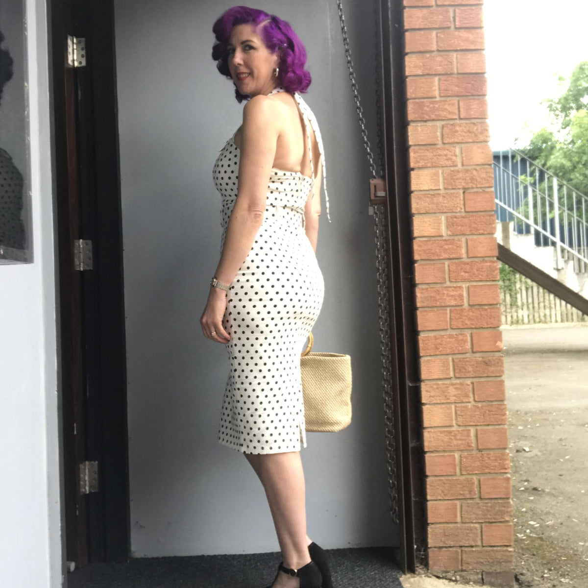 Collectif Mainline Wanda Polka Dot Pencil Dress-Vendemia