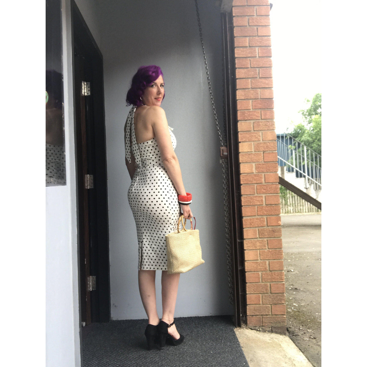 Collectif Mainline Wanda Polka Dot Pencil Dress-Vendemia