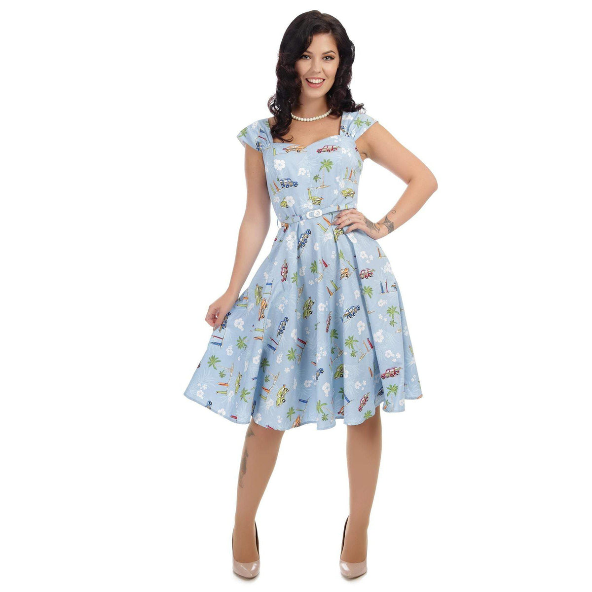 Collectif Sandra Car Swing Dress-Vendemia