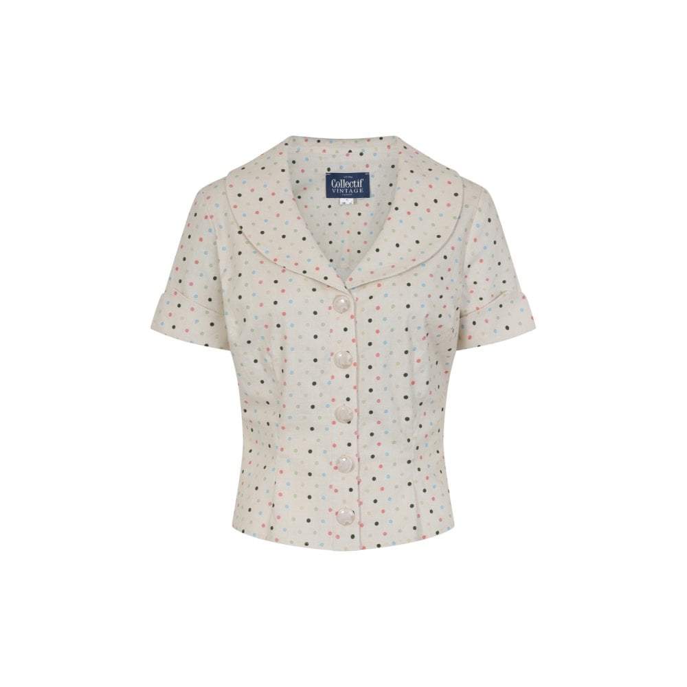 Collectif Vintage Brette Polka Dot Shirt-Vendemia