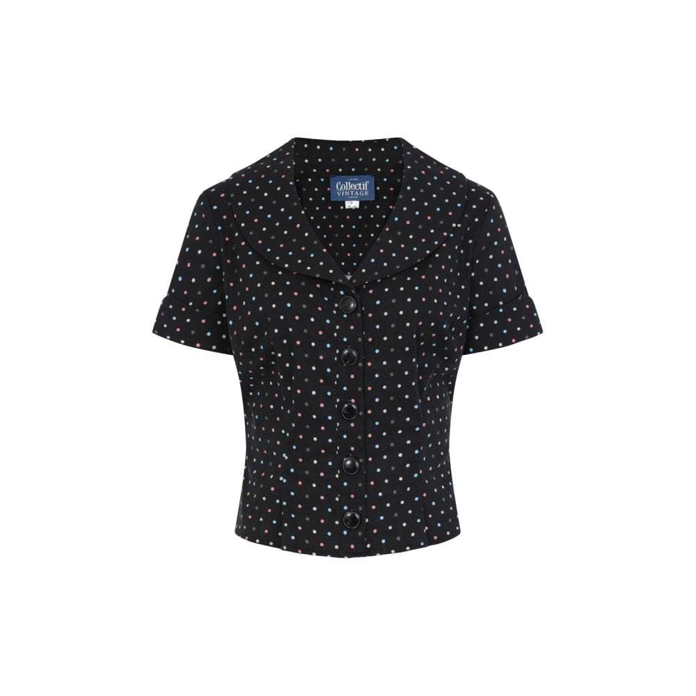Collectif Vintage Brette Polka Dot Shirt-Vendemia