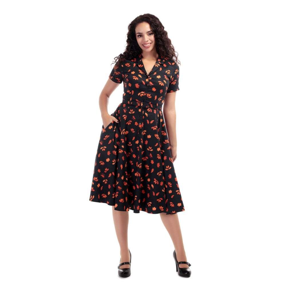 Collectif Vintage Caterina Acorn Swing Dress-Vendemia