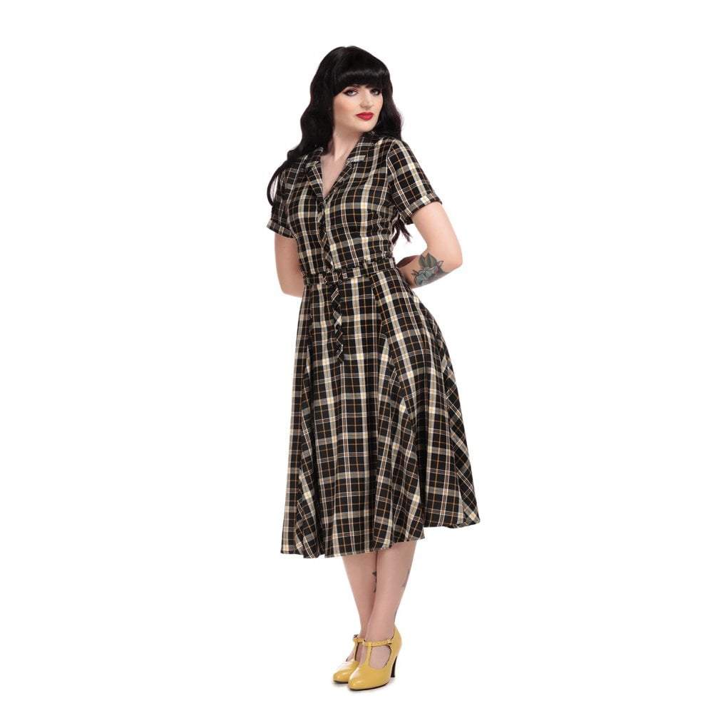 Collectif Vintage Caterina Geek Check Swing Dress-Vendemia