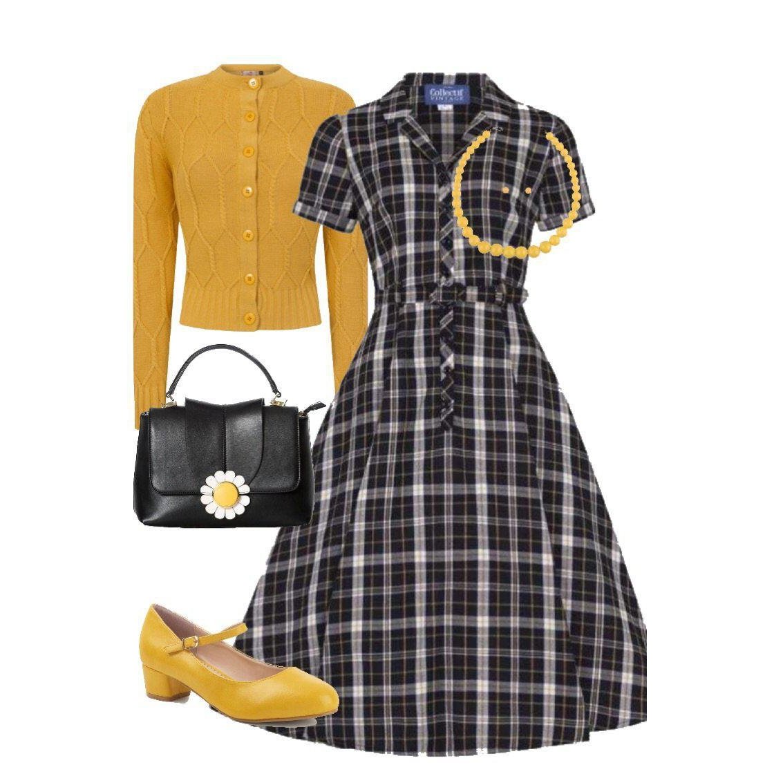 Collectif Vintage Caterina Geek Check Swing Dress-Vendemia