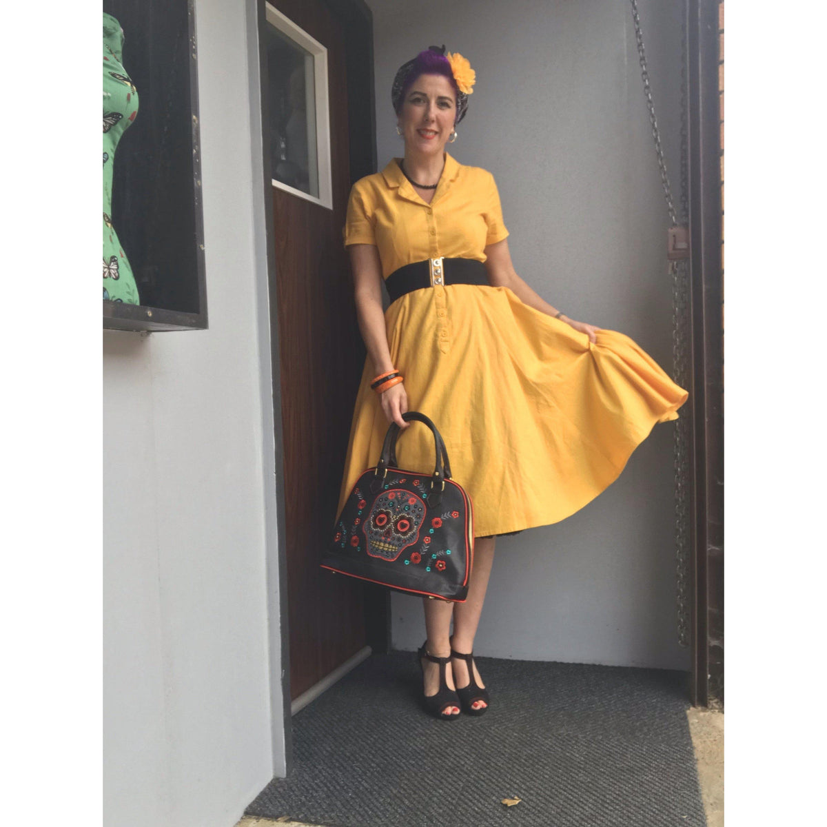 Collectif Vintage Caterina Vintage Cotton Swing Dress-Vendemia