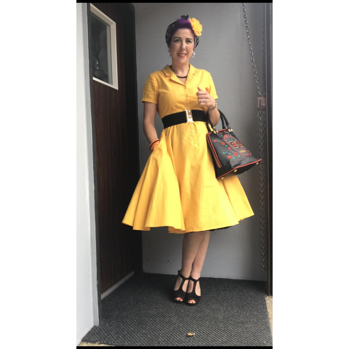 Collectif Vintage Caterina Vintage Cotton Swing Dress-Vendemia