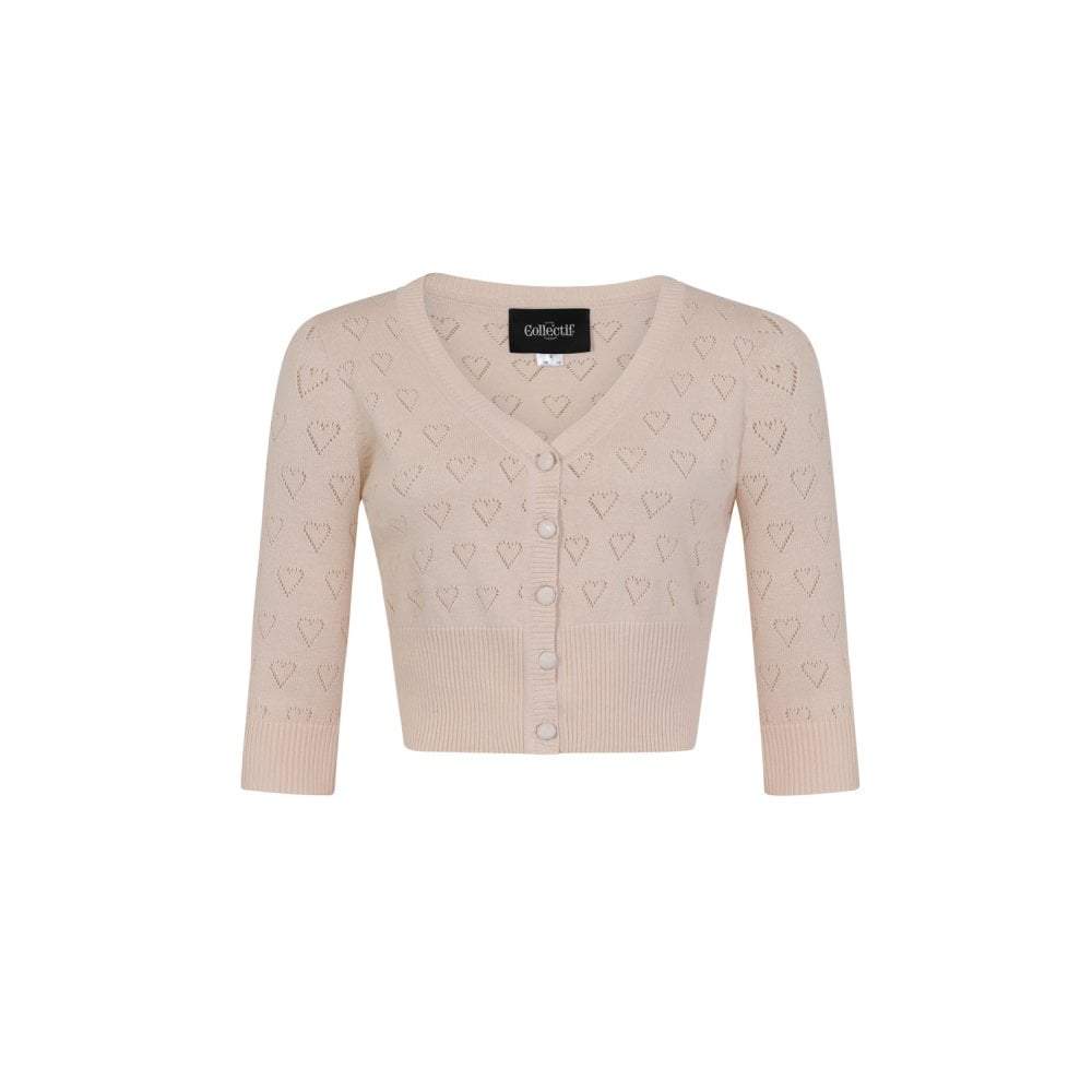 Collectif Vintage Evie Heart Cardigan-Cream-Vendemia