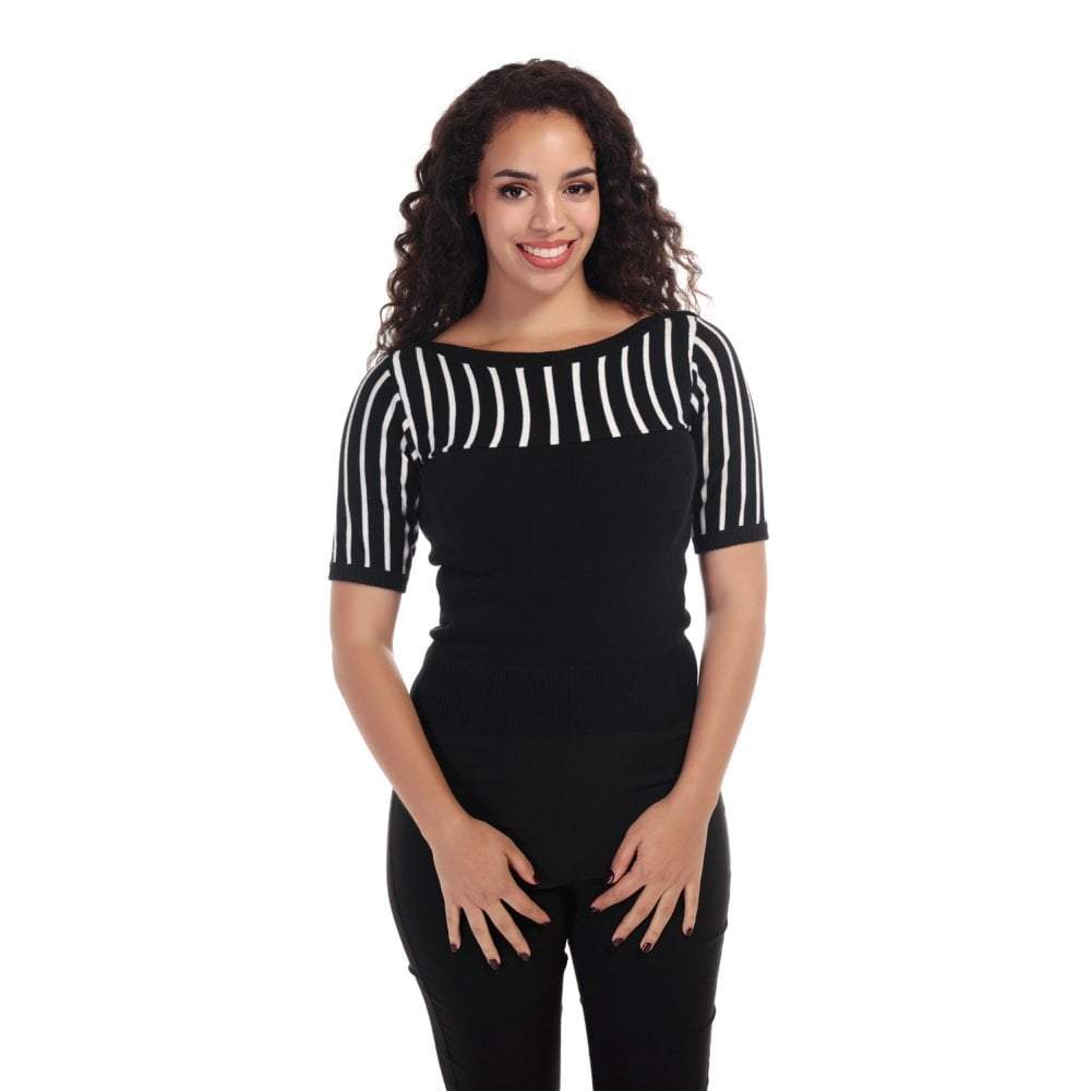 Collectif Vintage Shannon Stripe Knitted Top-Vendemia