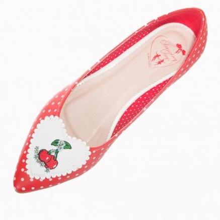 Dancing Days By Banned Apparel Everly Polka Cherry Shoes Red-Red-Vendemia