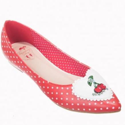 Dancing Days By Banned Apparel Everly Polka Cherry Shoes Red-Vendemia