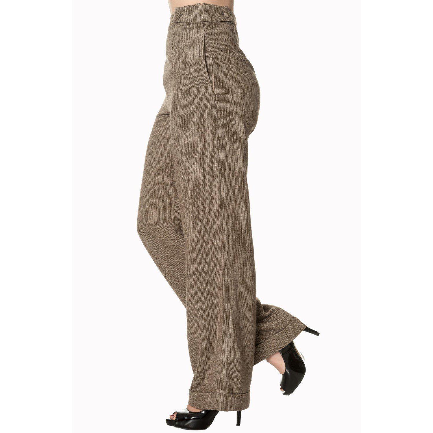 Dancing Days Lady Luck Wide Leg Trousers 40s-Brown-Vendemia
