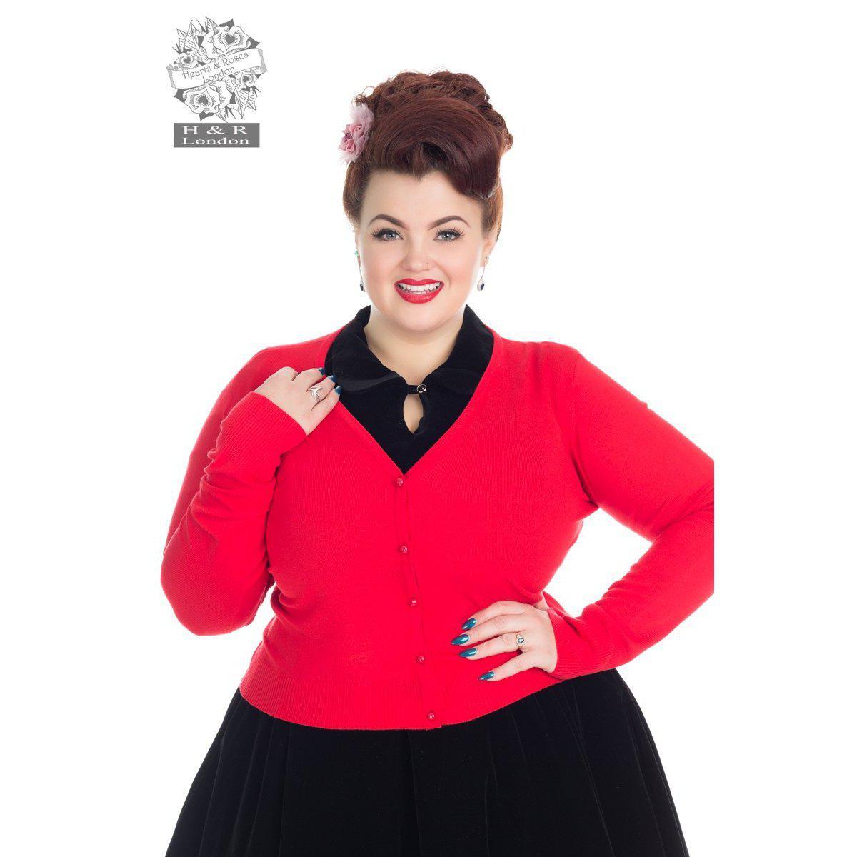 Hearts &amp; Roses Cardigan-Red-Vendemia