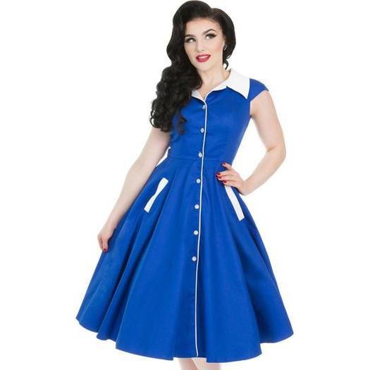 Hearts & Roses Meadow Midnight Blue Swing Dress-Midnight Blue-Vendemia
