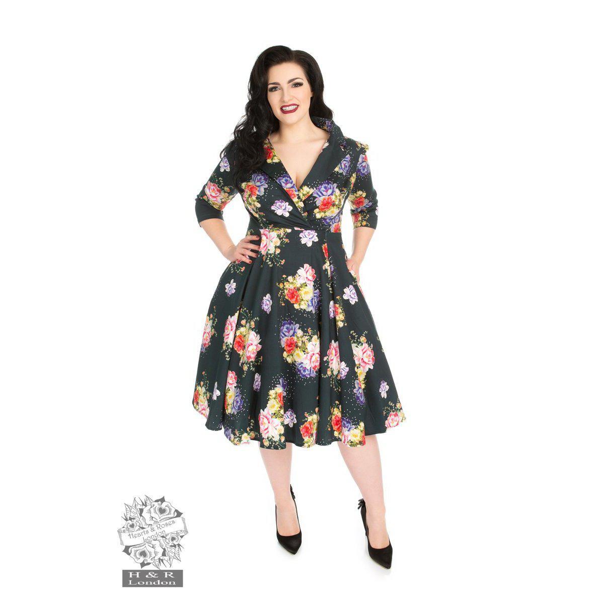Hearts &amp; Roses Stardust Floral Swing Dress-Vendemia