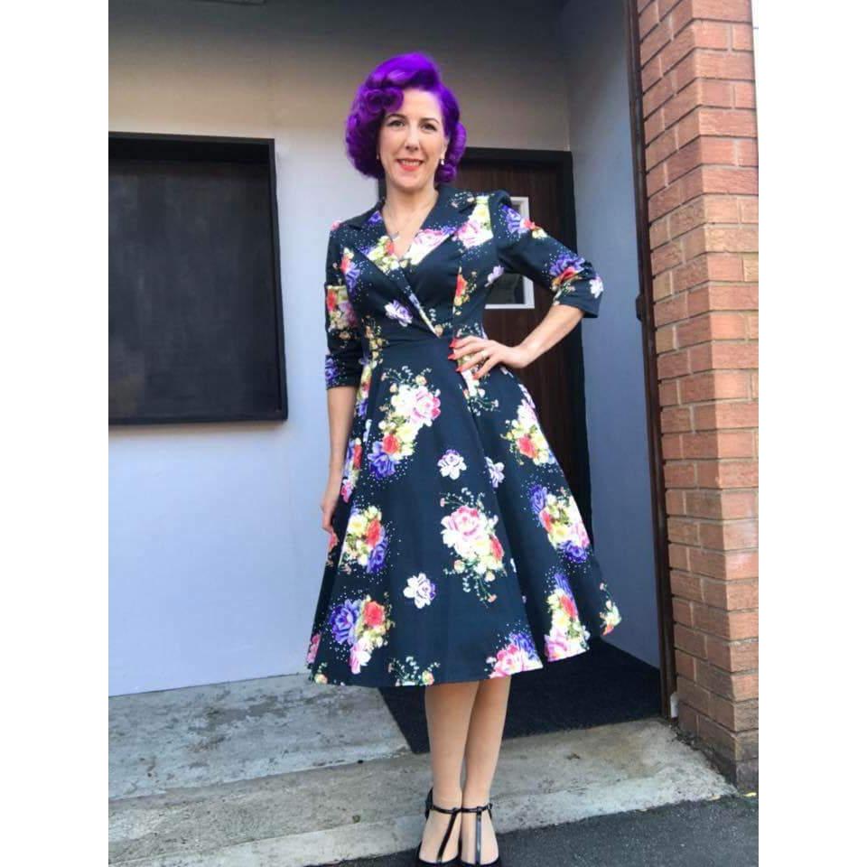 Hearts & Roses Stardust Floral Swing Dress-Vendemia