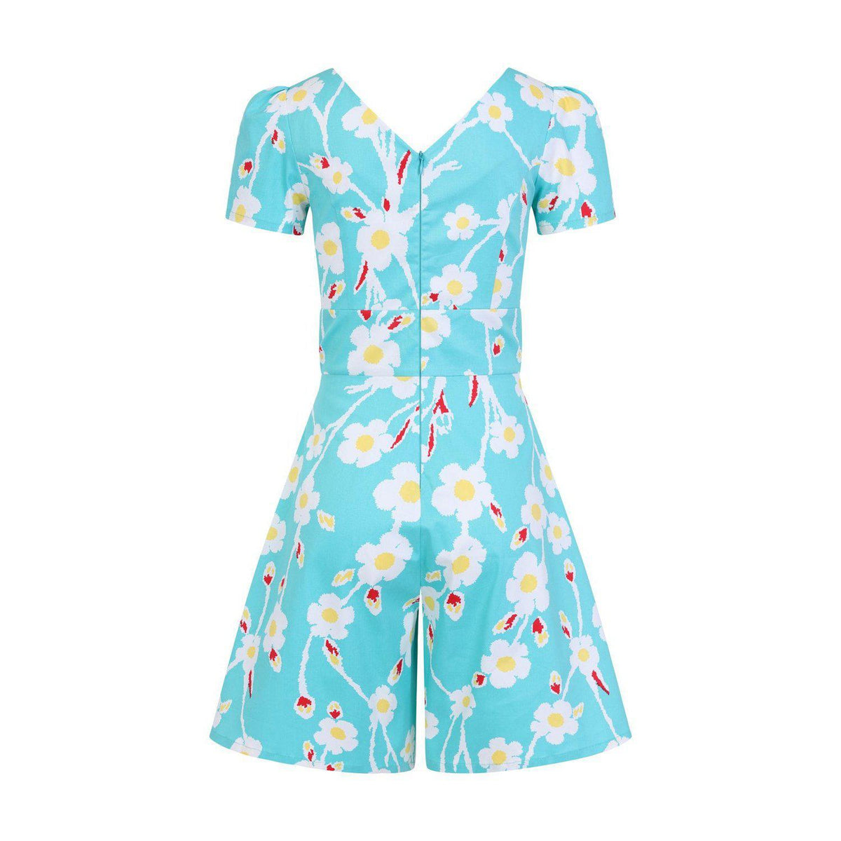 Hearts &amp; Roses Turquoise Floral Playful Playsuit-Vendemia